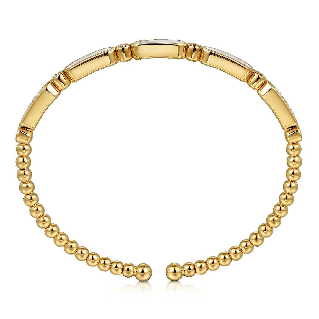 Bujukan 14K Yellow Gold Mother of Pearl Bangle Bracelet
