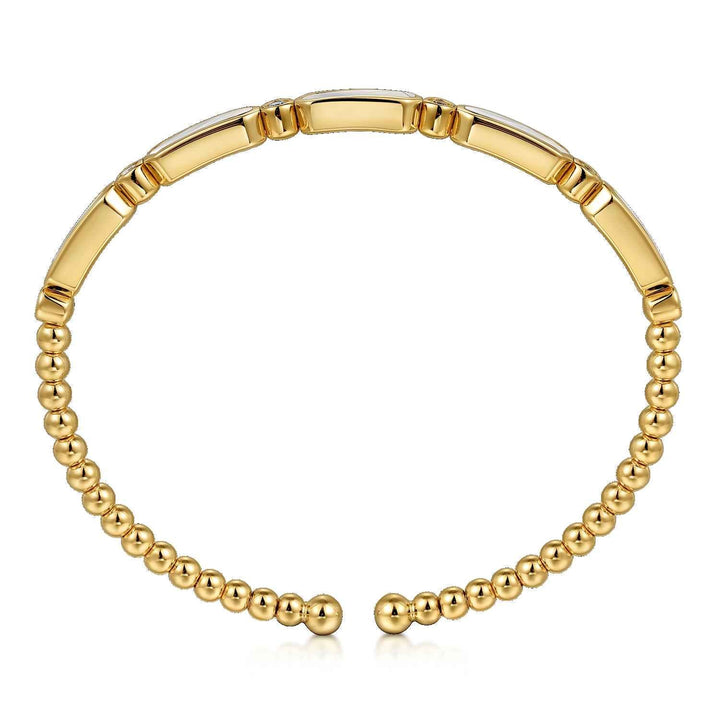 Bujukan 14K Yellow Gold Mother of Pearl Bangle Bracelet