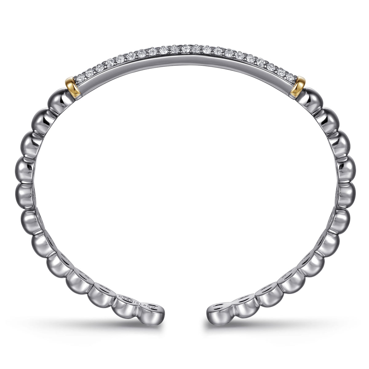 14K Gold & Sterling Silver White Sapphire Bangle Bracelet