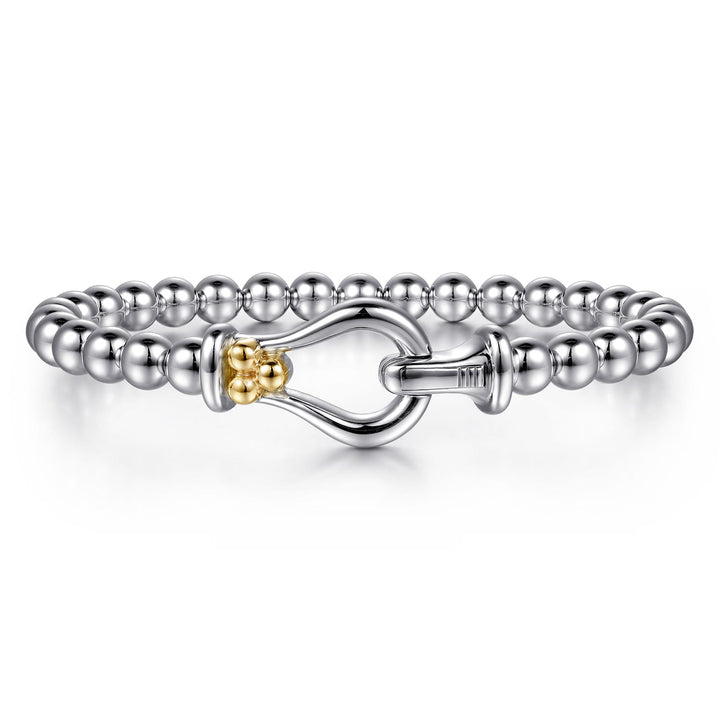 14K Gold & Sterling Silver Horse Shoe Bangle Bracelet