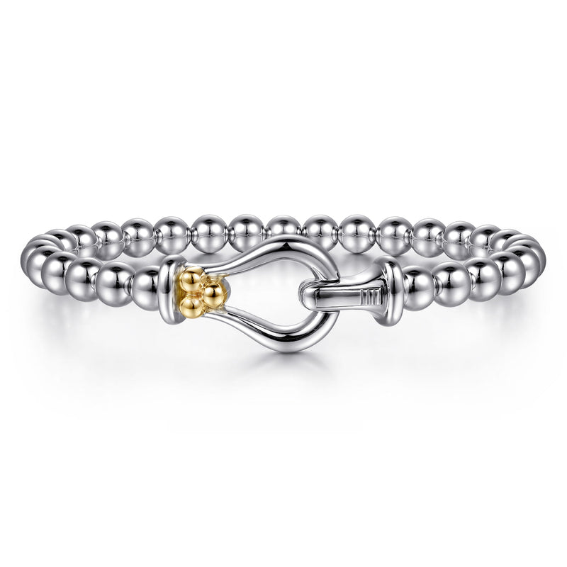 14K Gold & Sterling Silver Horse Shoe Bangle Bracelet