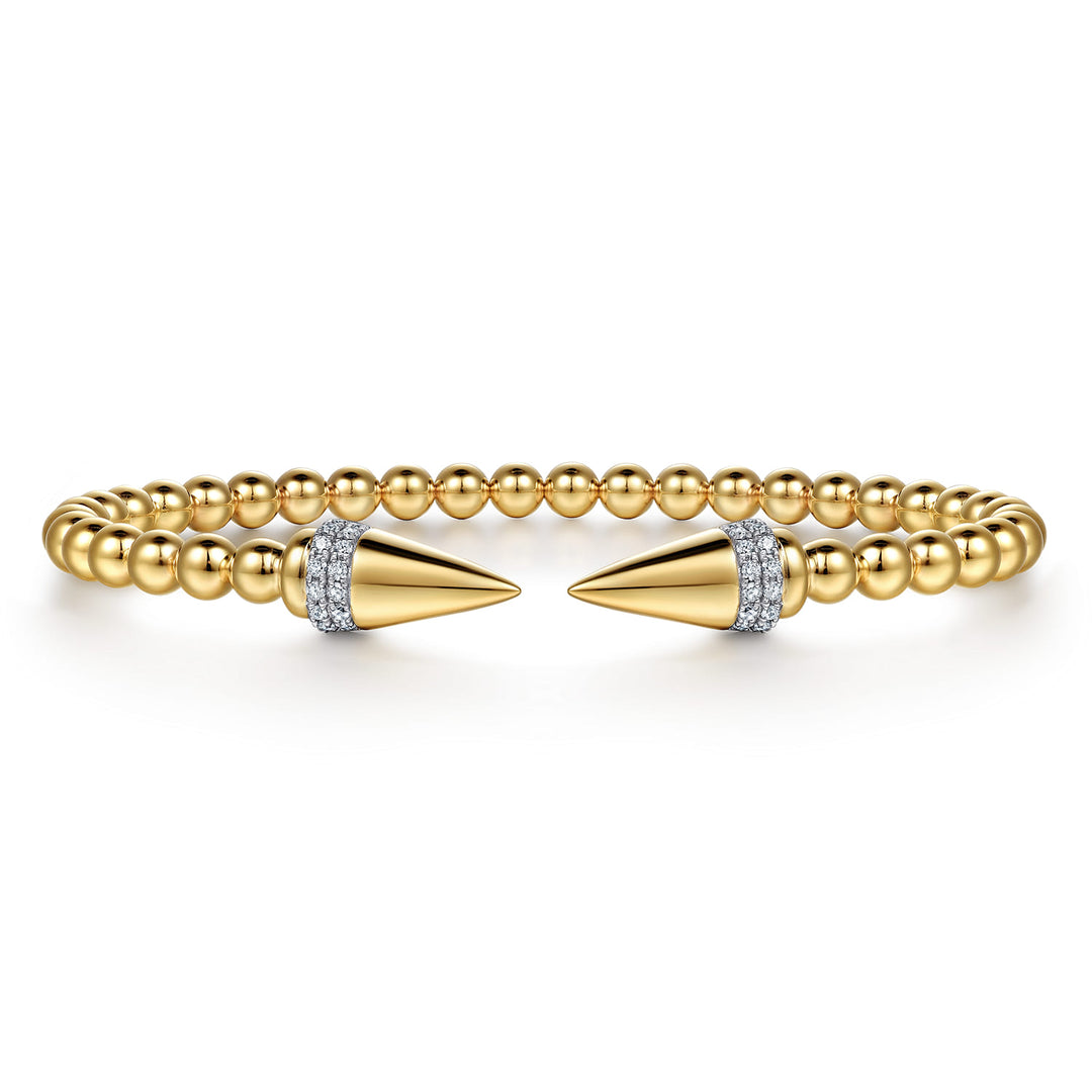 14K Yellow Gold Spike Open Bracelet