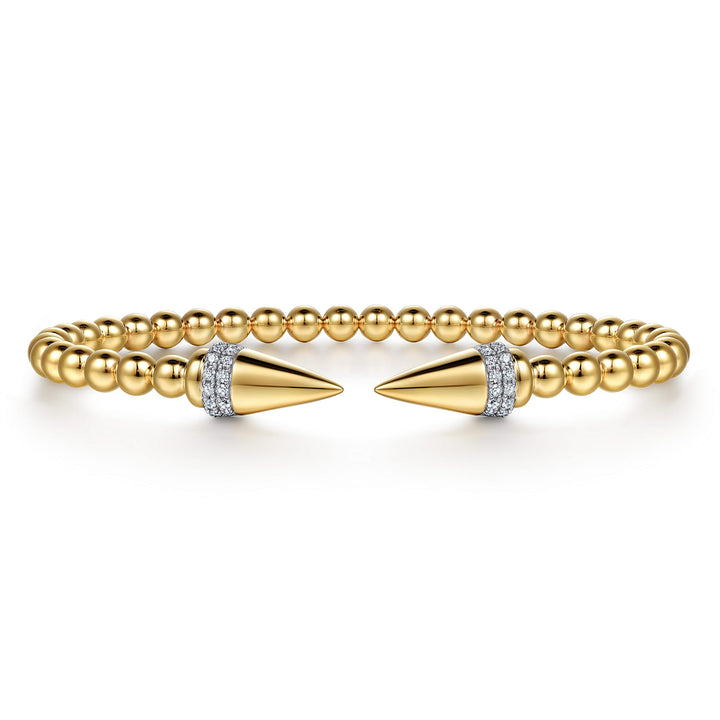 14K Yellow Gold Spike Open Bracelet