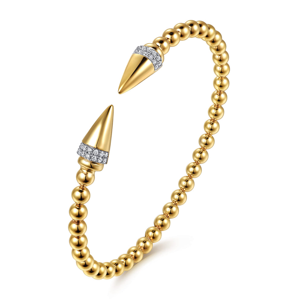 14K Yellow Gold Spike Open Bracelet