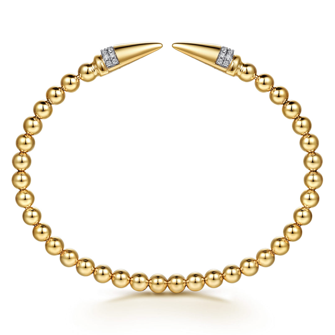 14K Yellow Gold Spike Open Bracelet