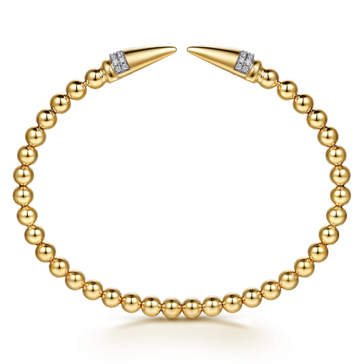 14K Yellow Gold Spike Open Bracelet