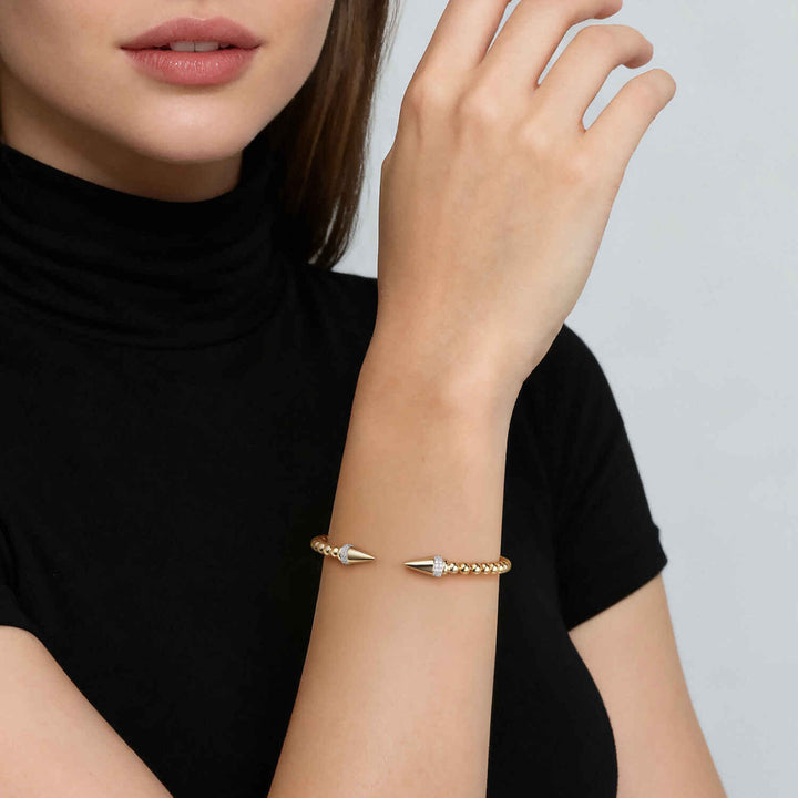 14K Yellow Gold Spike Open Bracelet