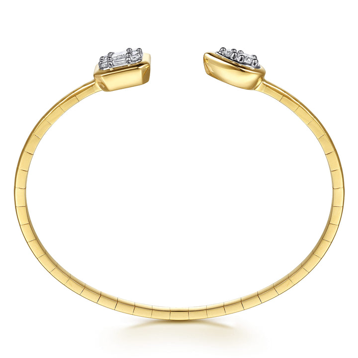 14K Two-Tone Gold Pear Cushion Bangle Bracelet