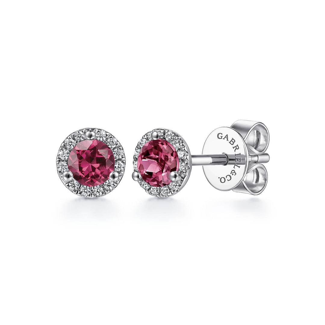 14K White Gold Pink Tourmaline Stud Earrings
