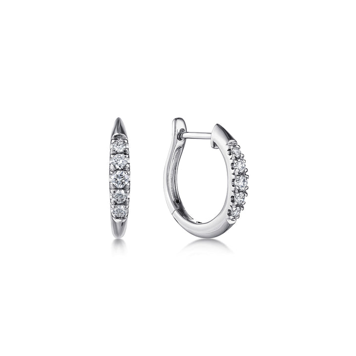 14K White Gold Huggie Earrings