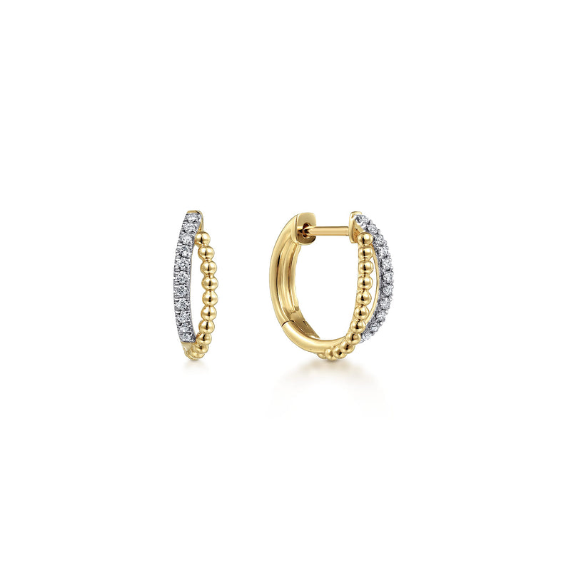 14K Yellow Gold Pavé Twisted Huggie Earrings