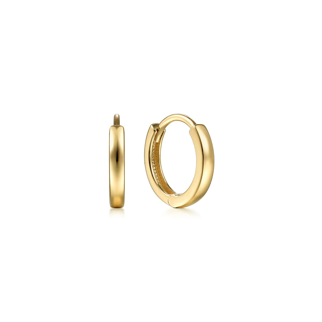 14K Yellow Gold Plain Huggie Earrings