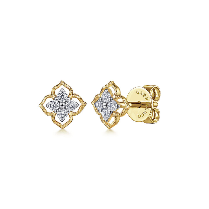 14K Yellow Gold Clover Earrings