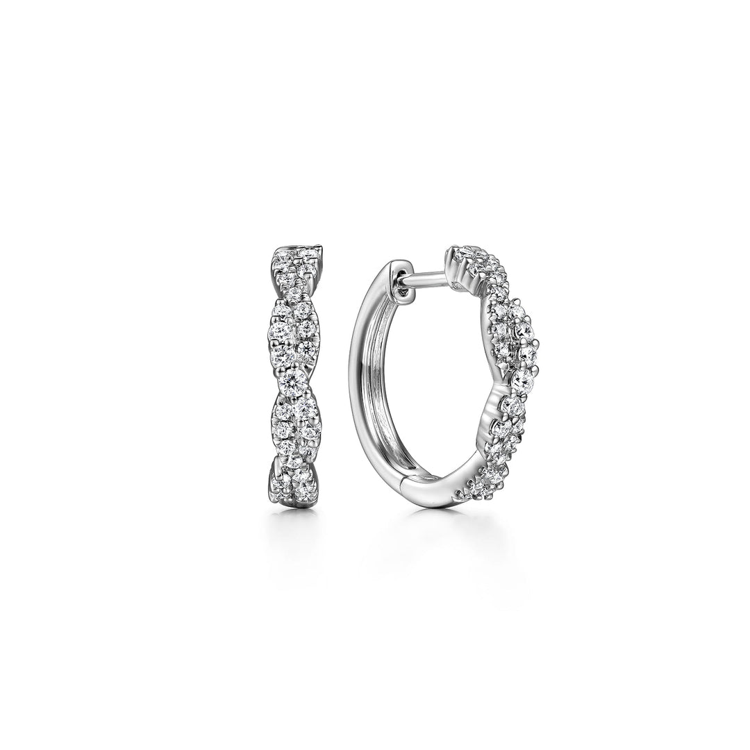 Lusso 14K White Gold Intricate Hoop Earrings