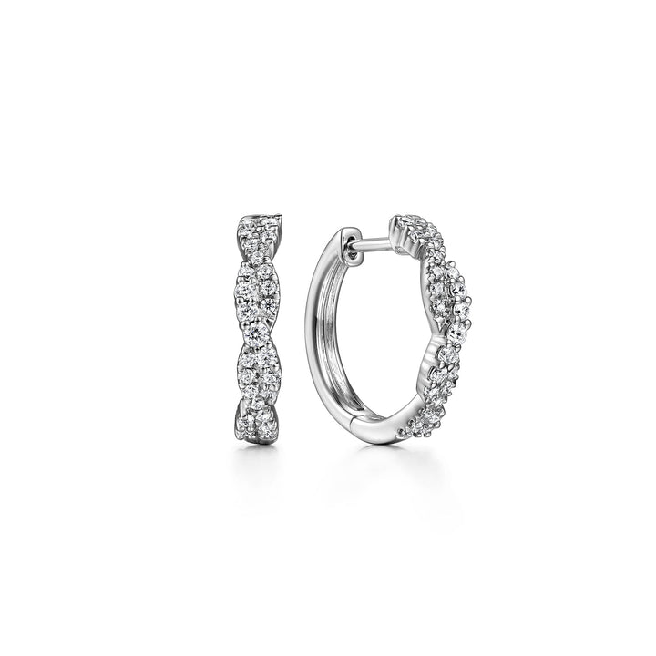 Lusso 14K White Gold Intricate Hoop Earrings