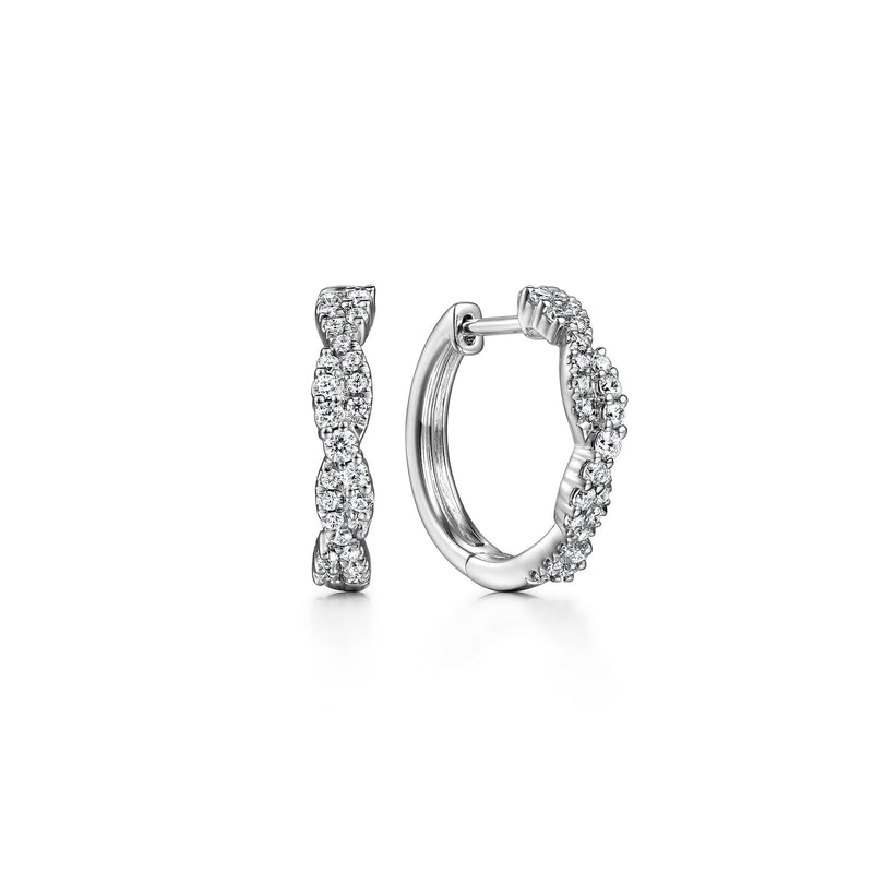 Lusso 14K White Gold Intricate Hoop Earrings