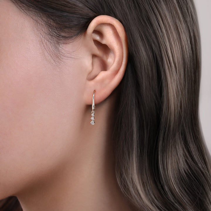 14K White Gold Drop Earrings
