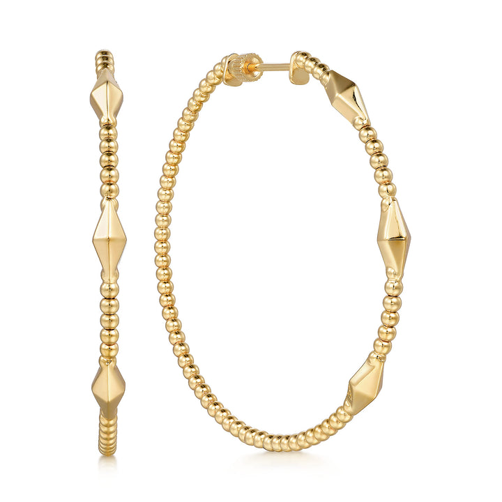 Bujukan 14K Yellow Gold Pyramid Hoop Earrings
