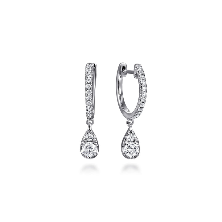 Lusso 14K White Gold Drop Huggie Earrings