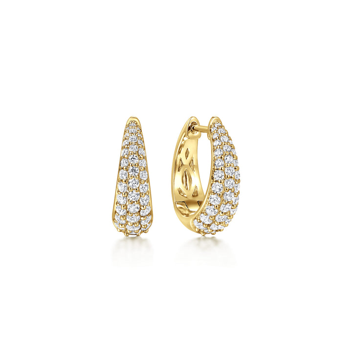 Lusso 14K Yellow Gold Pavé Oval Huggie Earrings