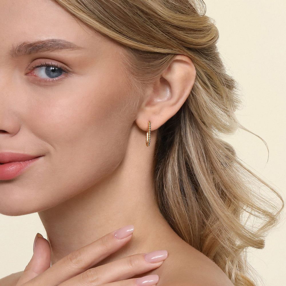 Bujukan 14K Yellow Gold Elongated Oval Hoop Earrings