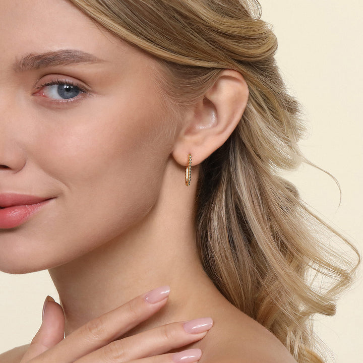 Bujukan 14K Yellow Gold Elongated Oval Hoop Earrings