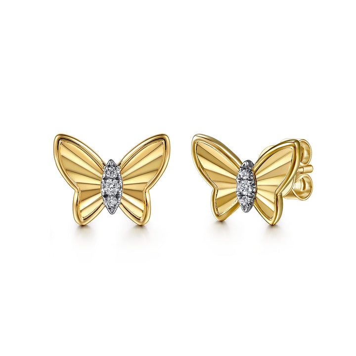 14K Yellow Gold Butterfly Earrings