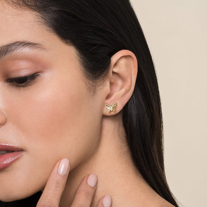 14K Yellow Gold Butterfly Earrings