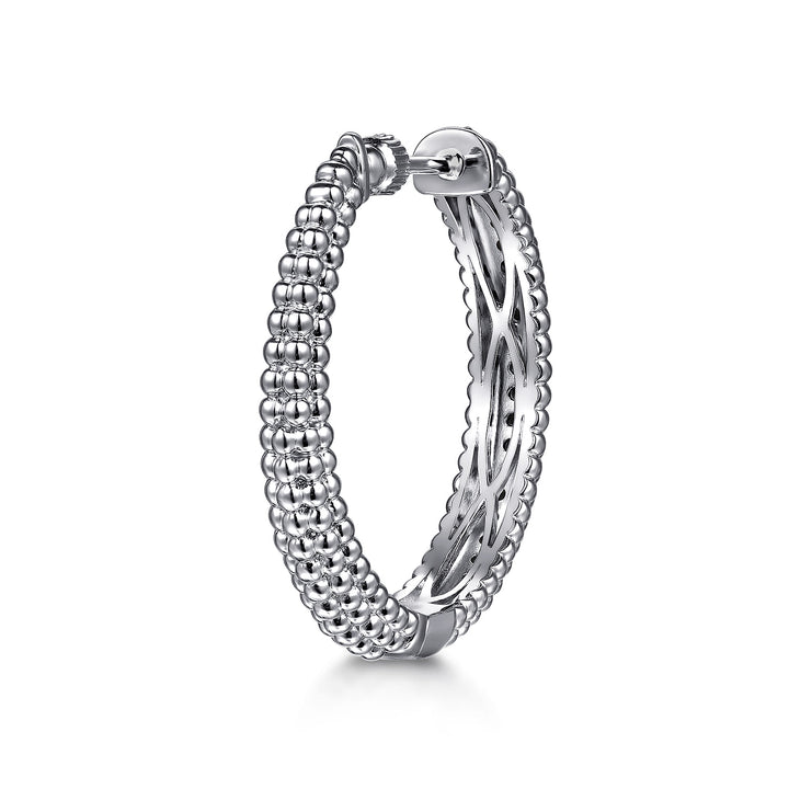 Sterling Silver Black Spinel Hoop Earrings