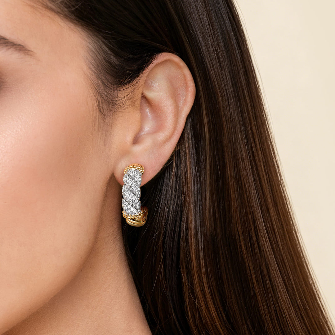 14K Two-Tone Gold Hoop Earrings