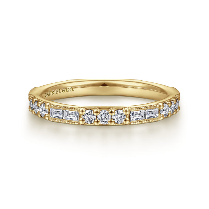 14K Yellow Gold Baguette Round Ring