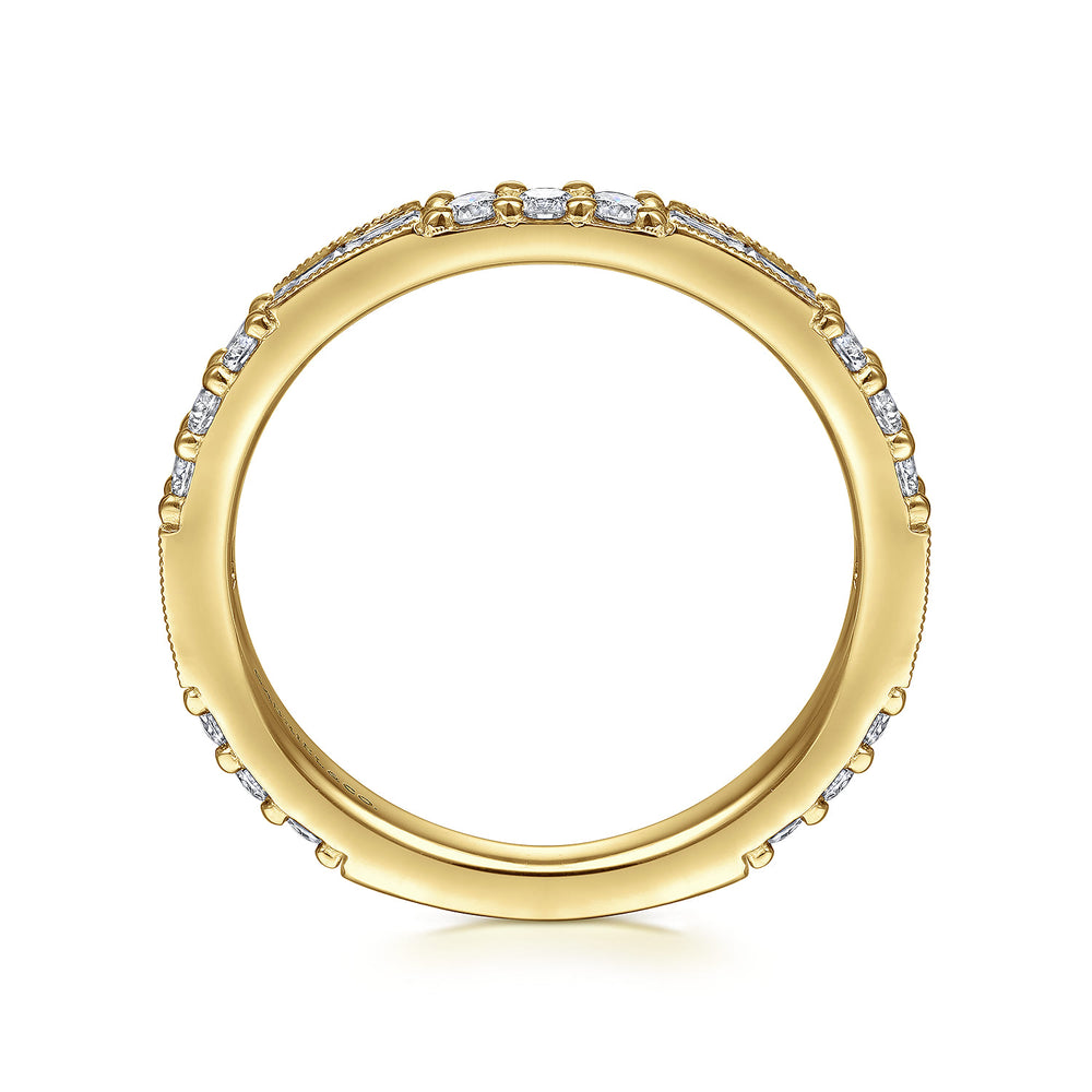 14K Yellow Gold Baguette Round Ring