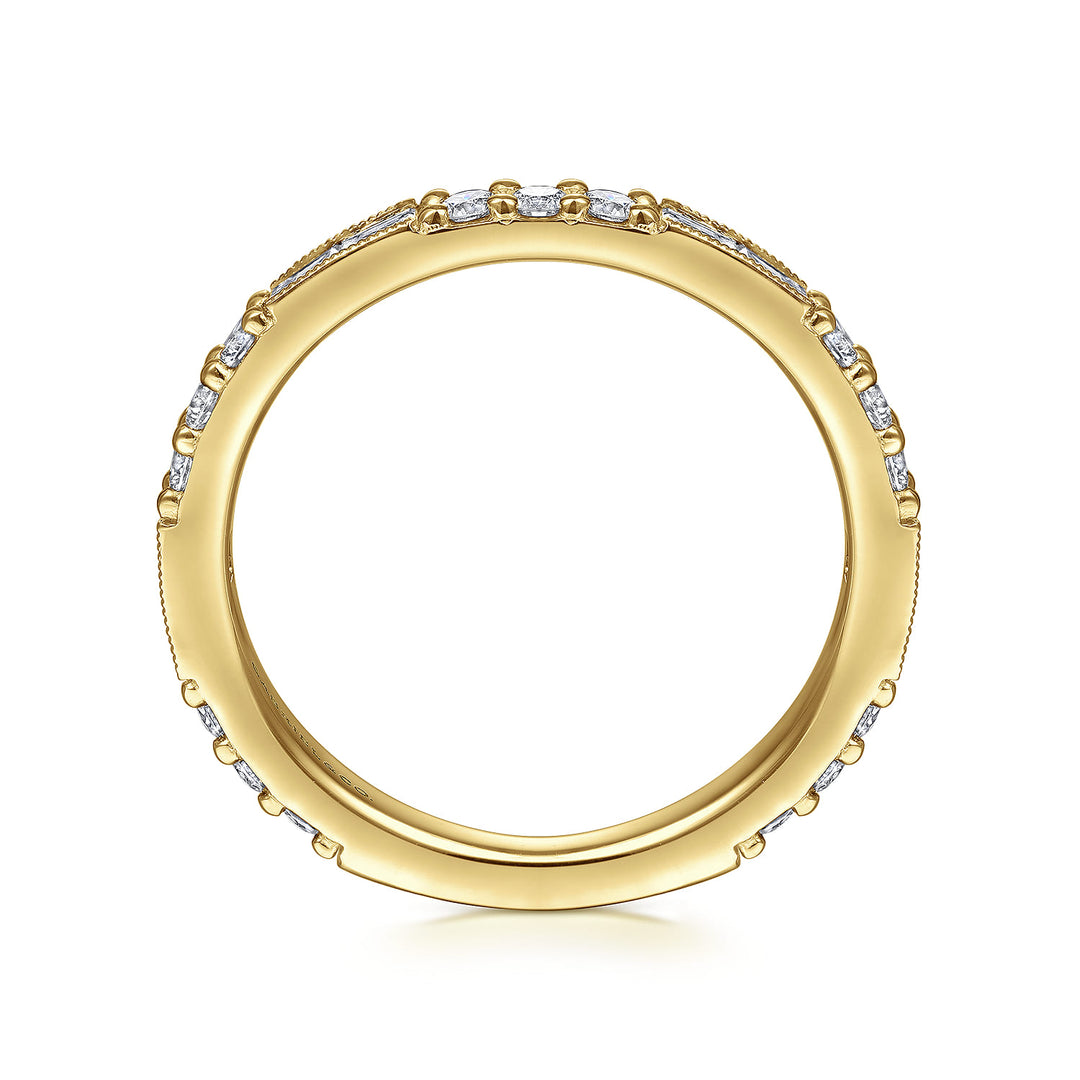 14K Yellow Gold Baguette Round Ring