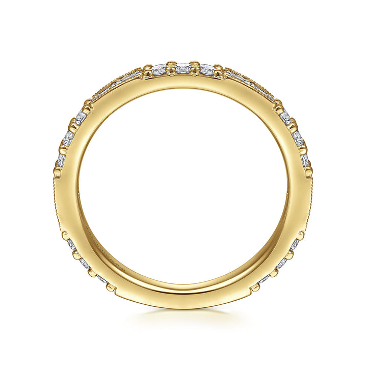 14K Yellow Gold Baguette Round Ring