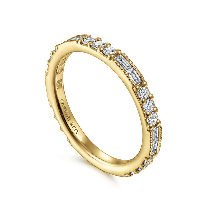14K Yellow Gold Baguette Round Ring