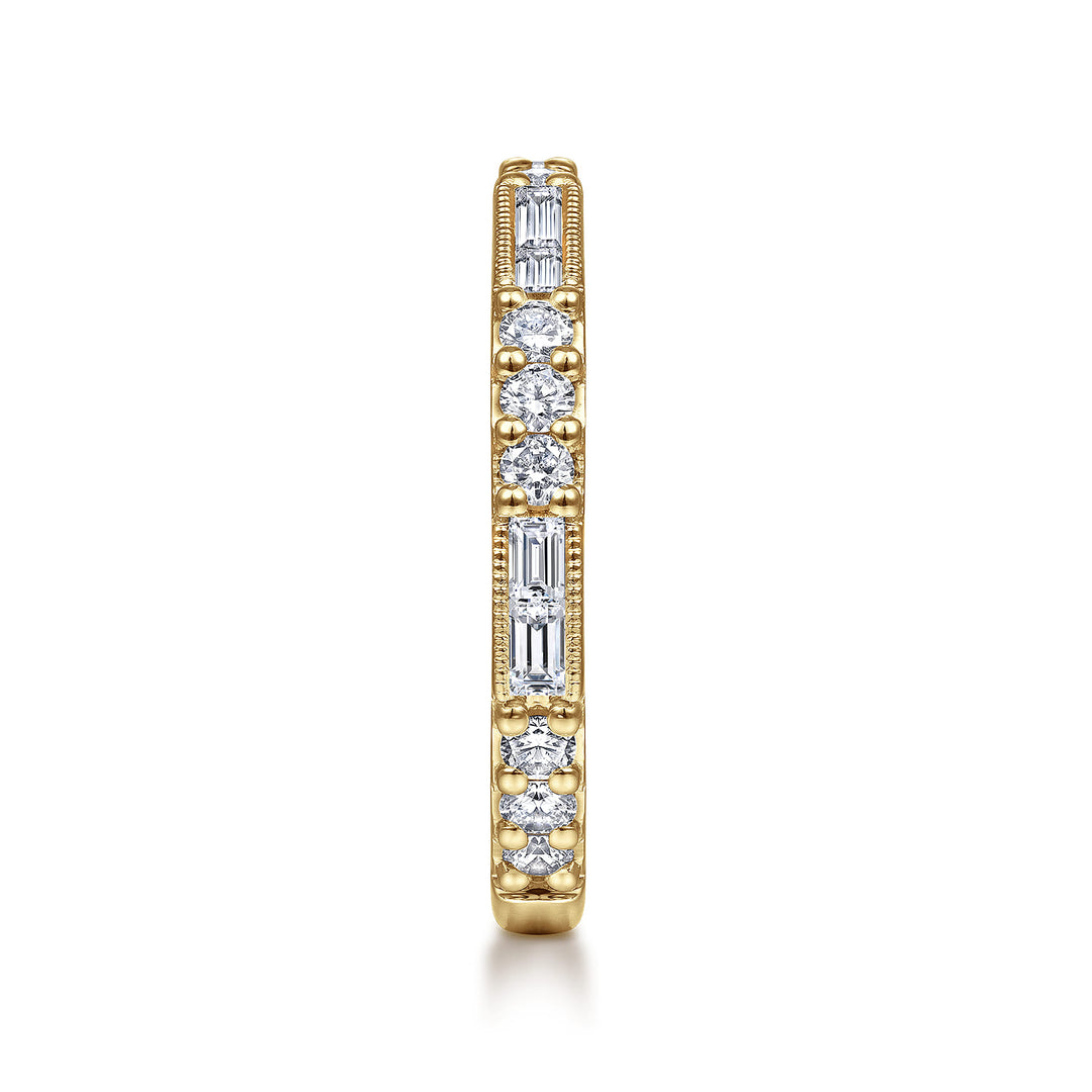 14K Yellow Gold Baguette Round Ring