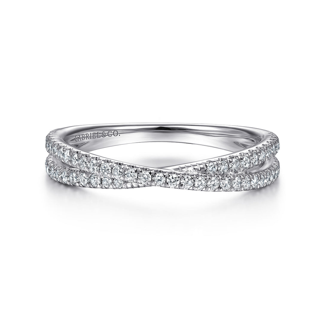 14K White Gold Criss Cross Ring