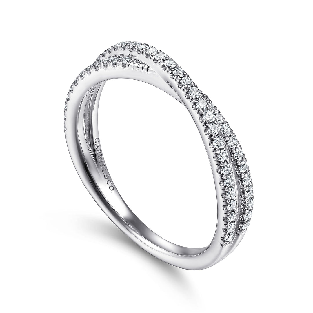 14K White Gold Criss Cross Ring
