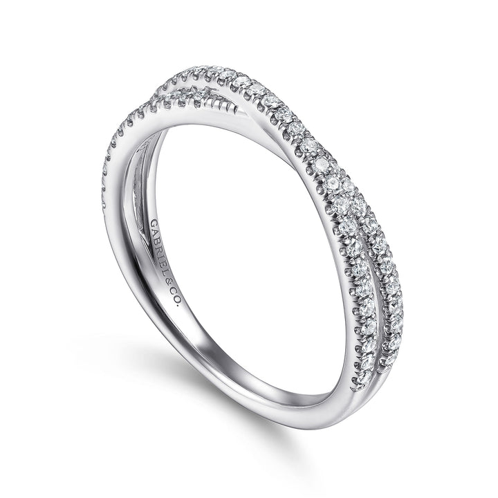 14K White Gold Criss Cross Ring
