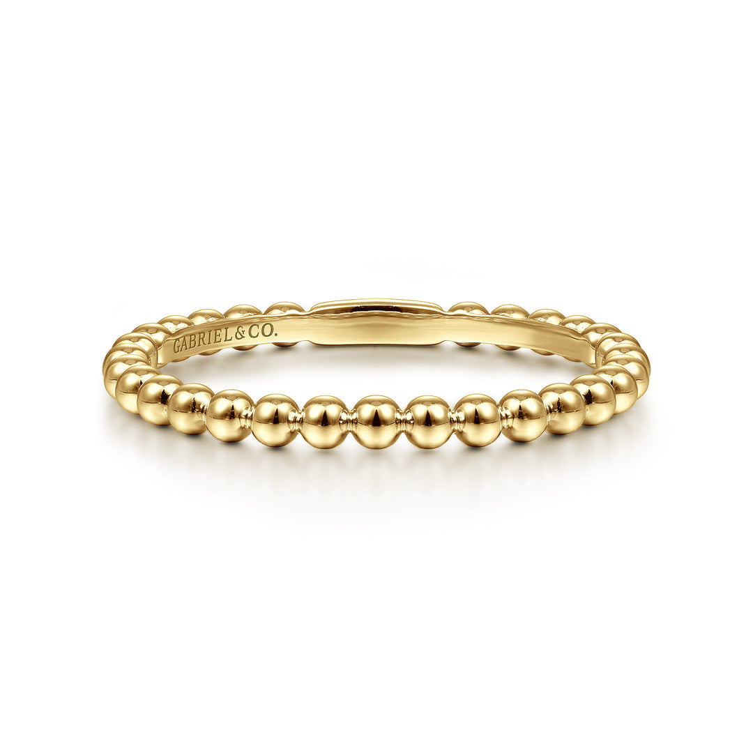 Stackable 14K Yellow Gold Beaded Ring