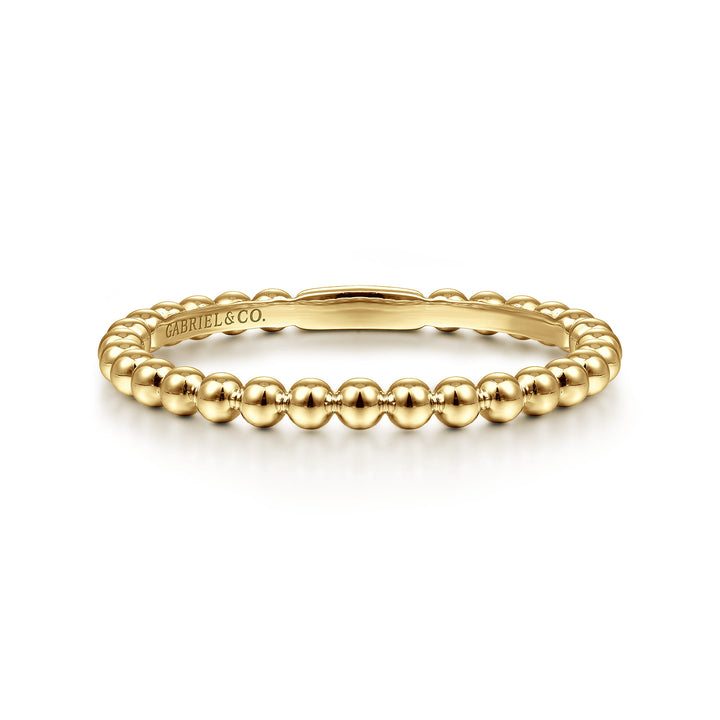 Stackable 14K Yellow Gold Beaded Ring