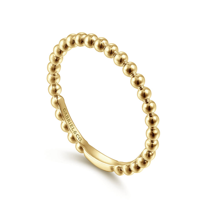 Stackable 14K Yellow Gold Beaded Ring