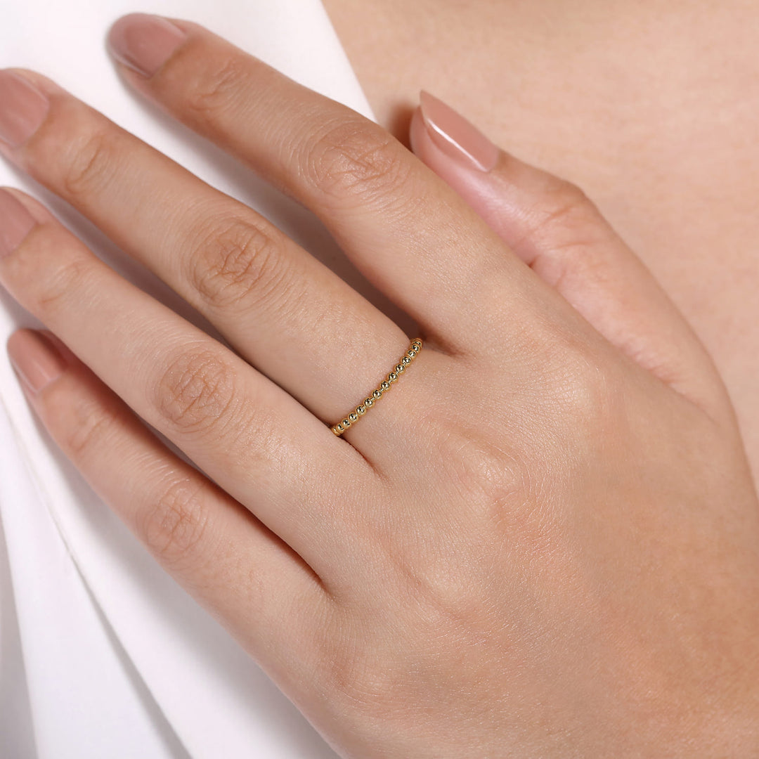Stackable 14K Yellow Gold Beaded Ring