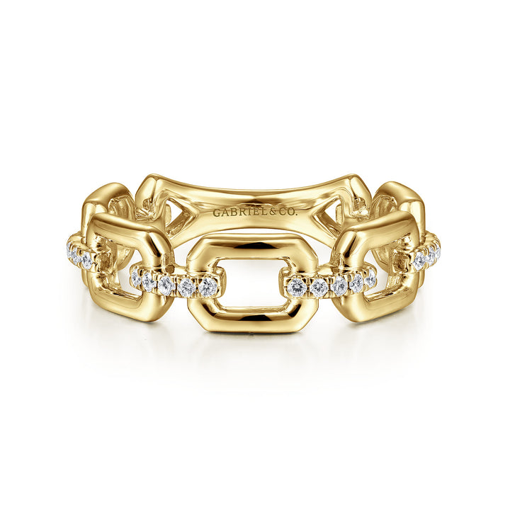 14K Yellow Gold Link Stackable Ring