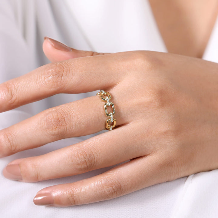 14K Yellow Gold Link Stackable Ring
