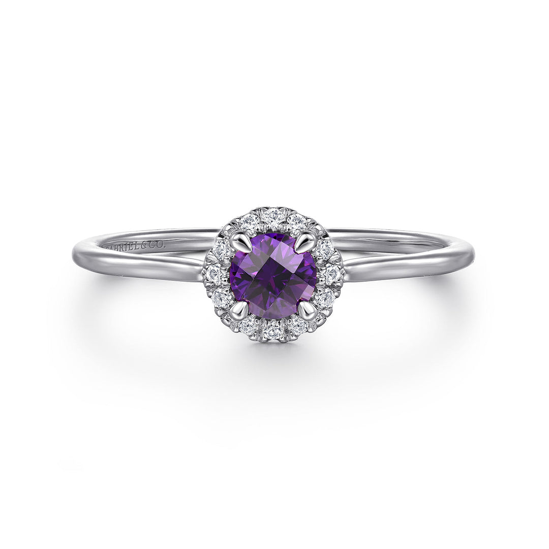 14K White Gold Amethyst Ring