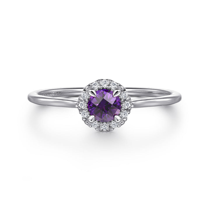 14K White Gold Amethyst Ring