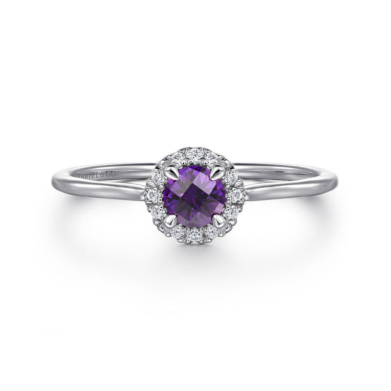 14K White Gold Amethyst Ring