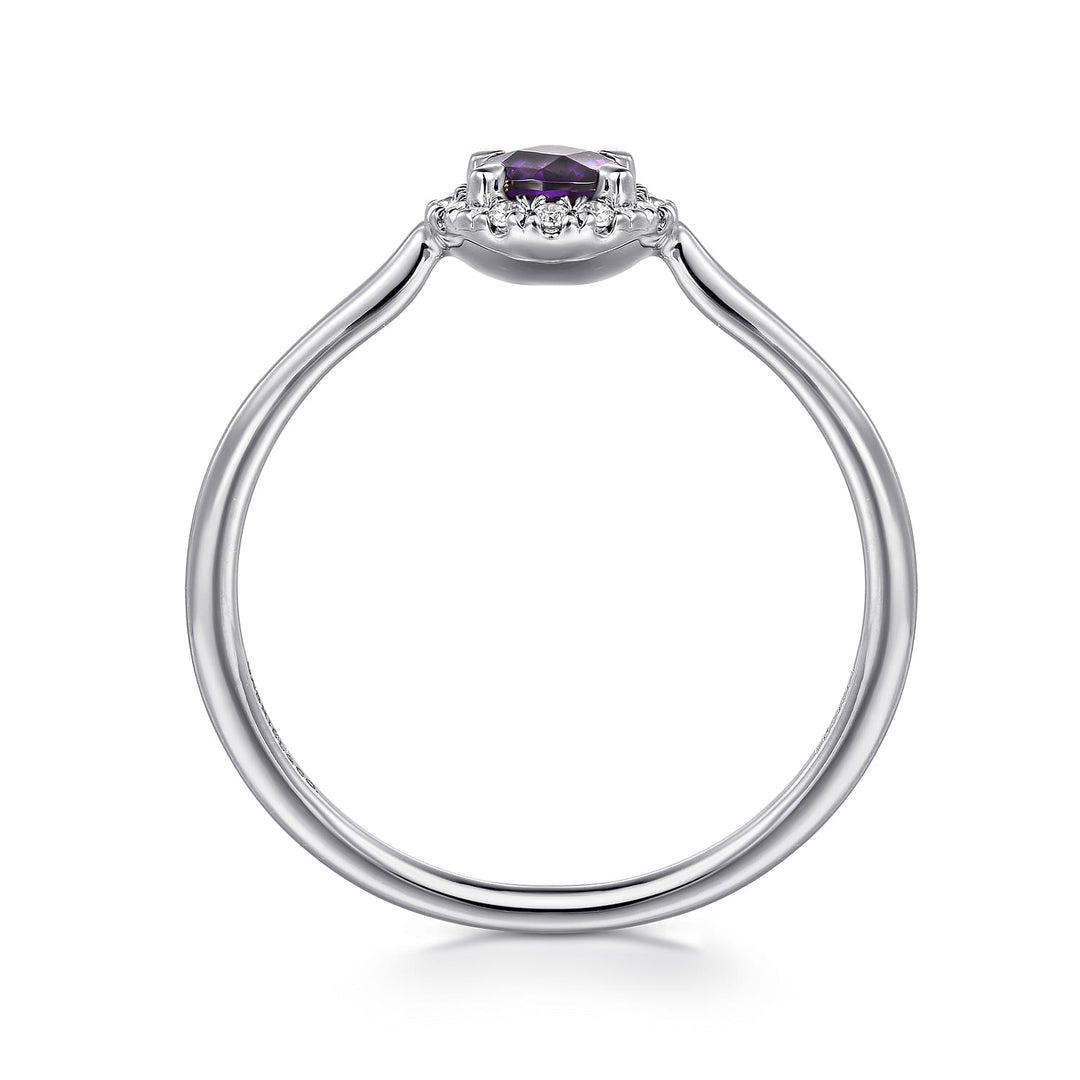 14K White Gold Amethyst Ring
