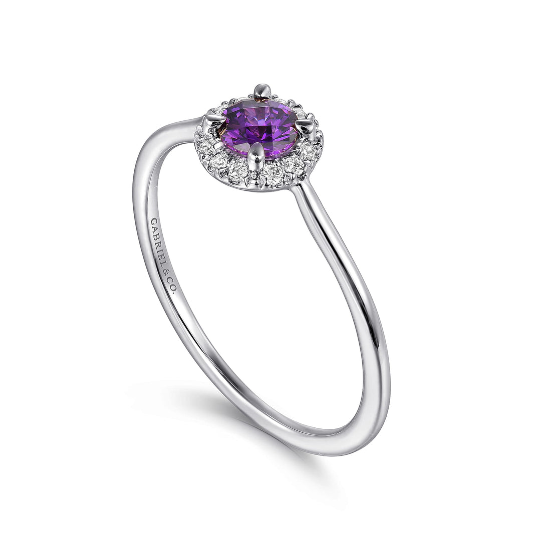 14K White Gold Amethyst Ring